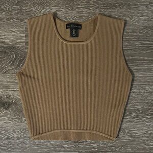 House of Harlow 1960 Golden Brown Chic Ribbed Crop Top